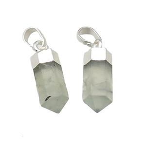 Prehnite Bullet Pendant Silver Plated, approx 6x16mm