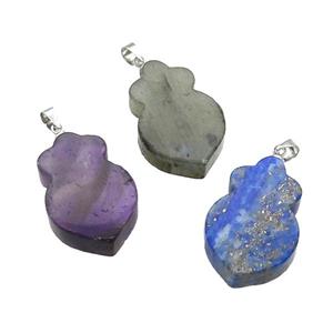 Mix Gemstone Shield Pendant, approx 17-26mm