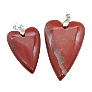 Red Jasper Heart Pendant, approx 25-40mm