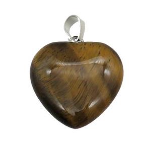 Tiger Eye Stone Heart Pendant, approx 25mm