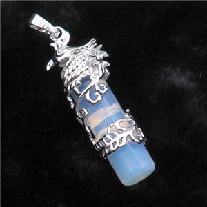 White Opalite Column Pendant Phenix Platinum Plated, approx 10-45mm