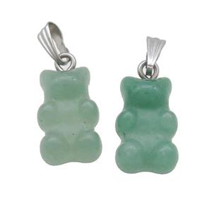 Green Aventurine Bear Pendant, approx 11-18mm
