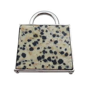 Natural Dalmatian Jasper Bag Pendant Platinum Plated, approx 25-33mm