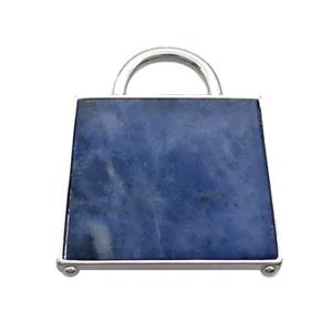 Natural Blue Sodalite Bag Pendant Platinum Plated, approx 25-33mm