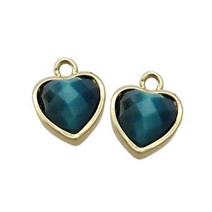 Blue Tiger Eye Stone Heart Pendant Gold Plated, approx 11mm