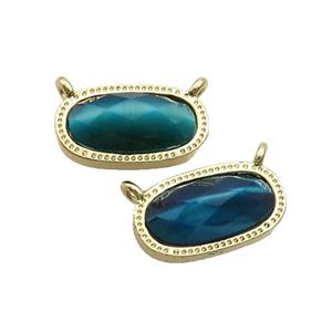 Blue Tiger Eye Stone Oval Pendant 2loops Gold Plated, approx 9-16mm