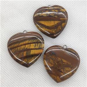 Natural Iron Tiger Eye Sotne Heart Pendant Ferruginous, approx 40mm