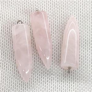 Natural Pink Rose Quartz Bullet Pendant, approx 10-40mm