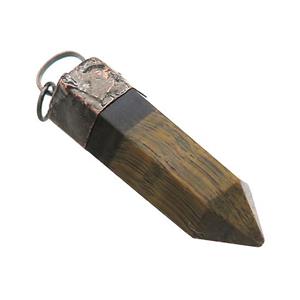 Natural Tiger Eye Stone Bullet Pendant Antique Red, approx 16-40mm