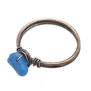 Copper Rings With Apatite Wire Wrapped Antique Red, approx 6-8mm, 18mm dia