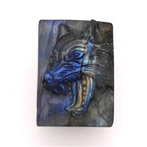 Labradorite Wolf Charms Pendant, approx 28-40mm