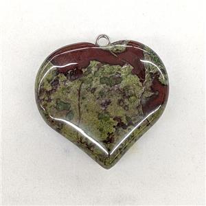 Natural Bloodstone Heart Pendant Green, approx 40mm