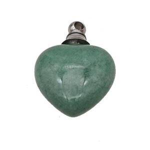 Natural Green Aventurine Perfume Bottle Pendant Heart, approx 20mm