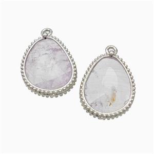 Natural Lt.purple Amethyst Teardrop Pendant Platinum Plated, approx 14.5-20mm