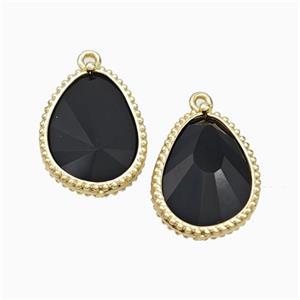 Natural Black Obsidian Teardrop Pendant Gold Plated, approx 14.5-20mm