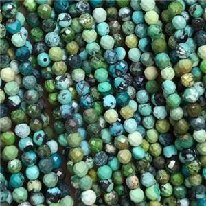 natural tiny Hubei Turquoise seed beads, faceted round, B-grade, approx 3mm dia