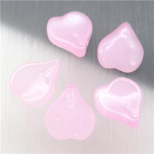 pink jadeite glass teardrop beads, approx 13-14mm