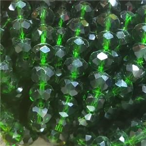 Deepgreen Chinese Crystal Glass Beads Faceted Rondelle, approx 8mm, 66pcs per st