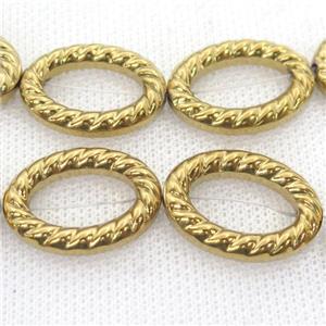 Hematite oval beads, gold plated, approx 18-25mm