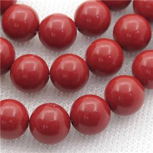 coralred Spong Jade Beads, round, approx 8mm dia