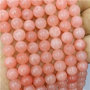 Sponge Jade Beads Pink Dye Smooth Round, approx 6mm dia