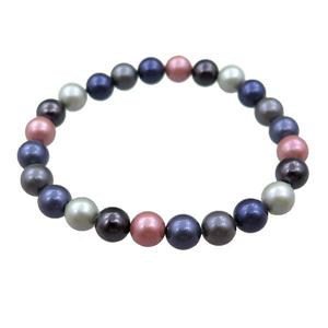 pearlized shell bracelet, mulitcolor, approx 8mm dia
