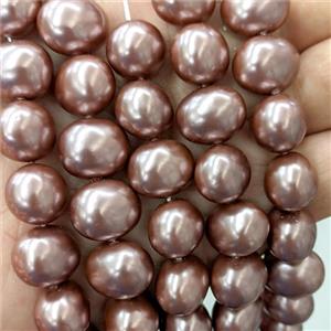Pearlized Shell Potato Beads, approx 13-16mm