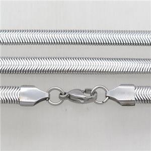 raw Stainless Steel Necklace Chain, flat snake, approx 6mm, 60cm length