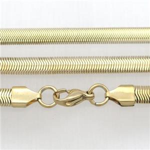 Stainless Steel Necklace Chain, gold plated, flat snake, approx 6mm, 50cm length