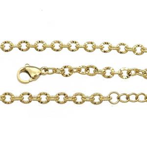 Stainless Steel Necklace Chain Gold Plated, approx 3.6-4mm, 44-49cm length