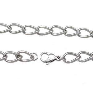 Raw Stainless Steel Necklace Chain, approx 7-11mm, 50cm length