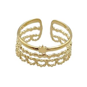 Stainless Steel Ring Gold Plated, approx 9-10mm, 18mm dia