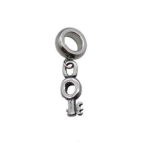Stainless Steel Key Pendant Antique Silver, approx 5-15mm, 9mm, 5mm hole