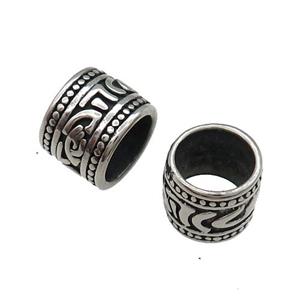Stainless Steel Tube Beads Large Hole Antique Silver, approx 11mm, 8mm hole