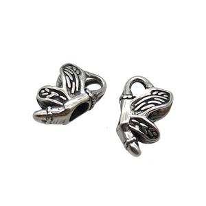 Stainless Steel Butterfly Beads Large Hole Antique Silver, approx 11-18mm, 5mm hole