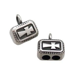 Stainless Steel CordEnd Bail Halfhole Antique Silver, approx 10-14mm, 4mm hole