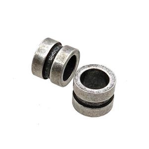 Stainless Steel Tube Beads Large Hole Antique Silver, approx 10mm, 6mm hole
