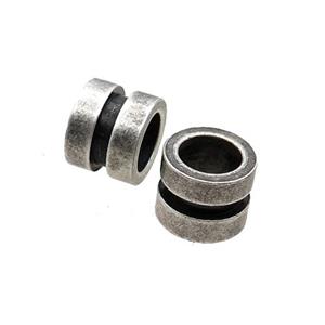 Stainless Steel Tube Beads Large Hole Antique Silver, approx 10mm, 6mm hole