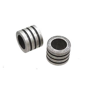 Stainless Steel Tube Beads Large Hole Antique Silver, approx 10mm, 6mm hole