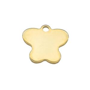 Stainless Steel Butterfly Pendant Gold Plated Flat, approx 10-12mm