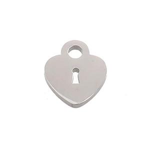 Raw Stainless Steel Heart Lock Charms Pendant, approx 11mm