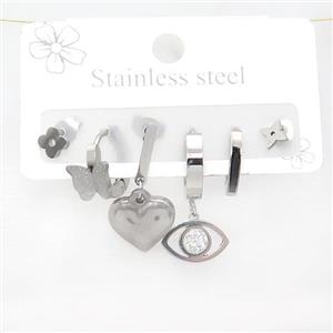 Raw Stainless Steel Earrings, approx 6-10mm, 14mm dia