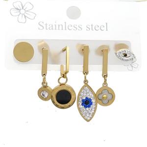 Stainless Steel Earrings Gold Plated, approx 6-10mm, 14mm dia