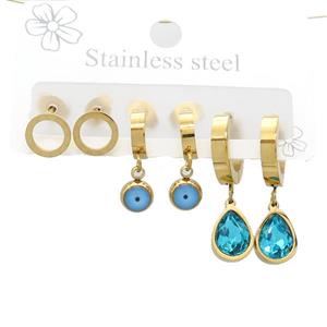 Stainless Steel Earrings Gold Plated, approx 6-10mm, 14mm dia