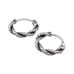Stainless Steel Hoop Earrings Antique Silver, approx 15-16mm