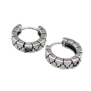 Stainless Steel Hoop Earrings Antique Silver, approx 15-16mm