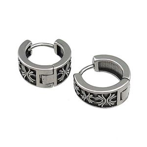 Stainless Steel Hoop Earrings Antique Silver, approx 15-16mm