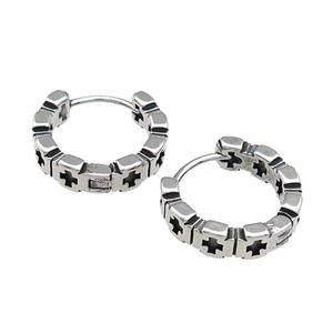 Stainless Steel Hoop Earrings Antique Silver, approx 15-16mm