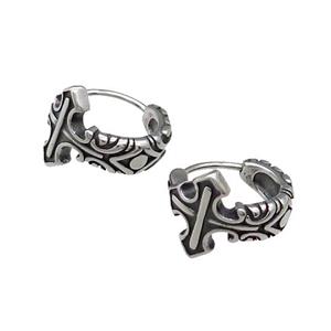Stainless Steel Hoop Earrings Antique Silver, approx 15-16mm
