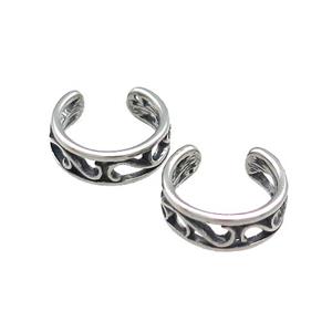 Stainless Steel Clip Earrings Antique Silver, approx 13-15mm